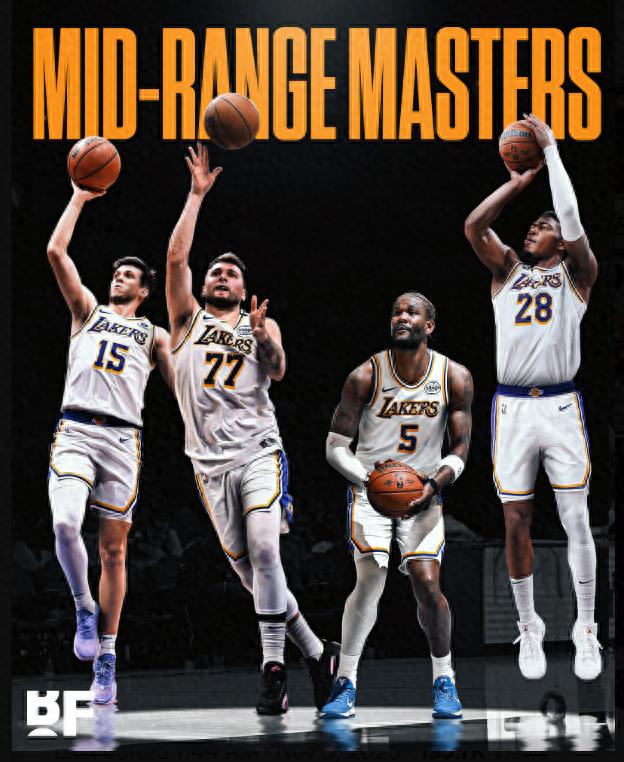 中距離大師！湖人隊(duì)四名球員中投命中聯(lián)盟前十 東契奇領(lǐng)先